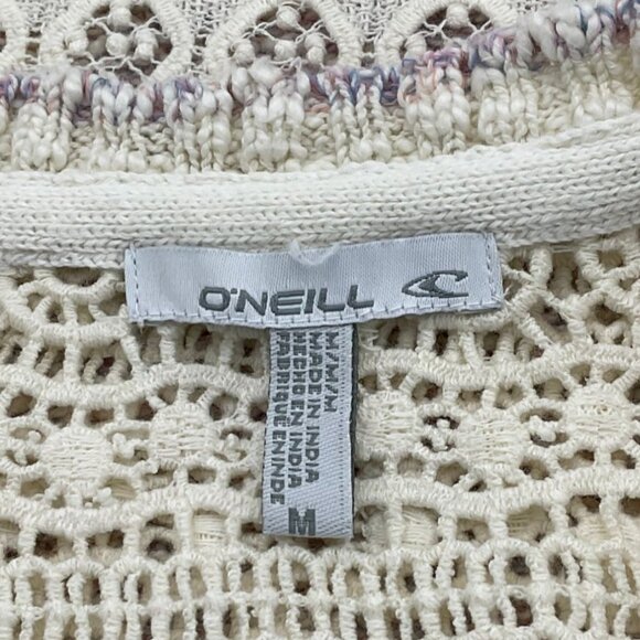 O'Neill Long Sleeve Variegated Knit Crochet Lace Back Pullover Sweater Medium - Picture 8 of 10
